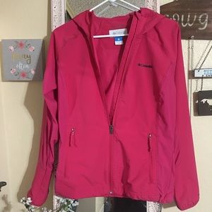 Columbia Windbreaker Pink Medium NWOT w/hoodie